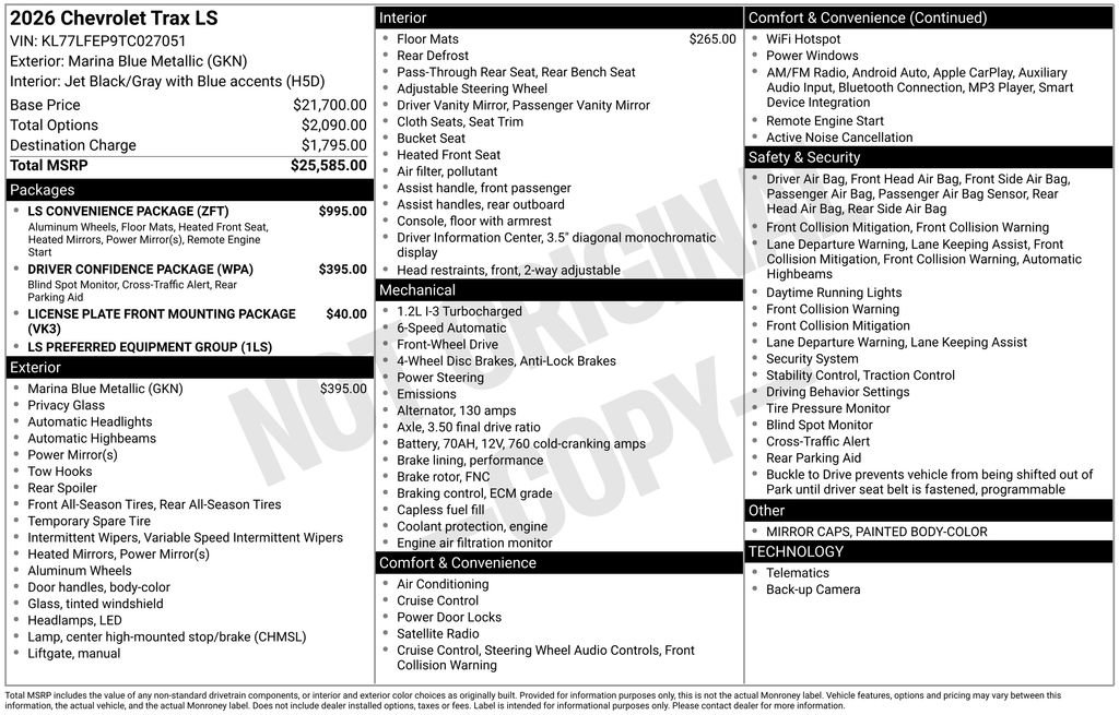 New 2026 Chevrolet Trax LS w/ LS Convenience Package image 2
