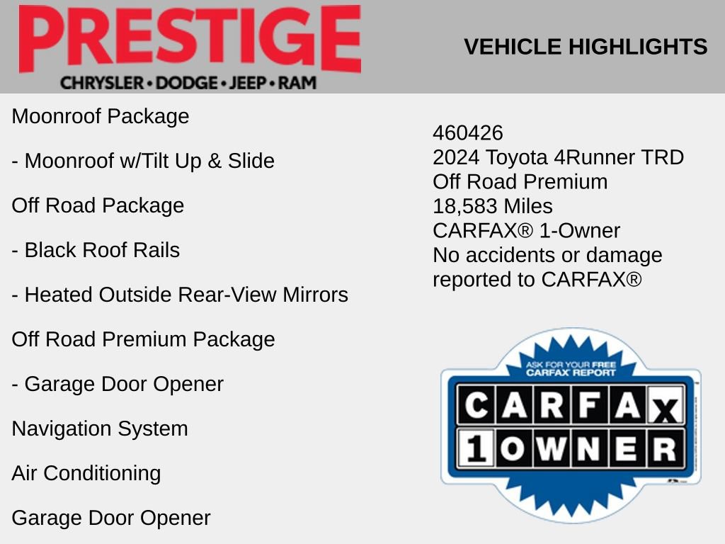 Used 2024 Toyota 4Runner TRD Off-Road Premium w/ Moonroof Package AWD/4WD video 2