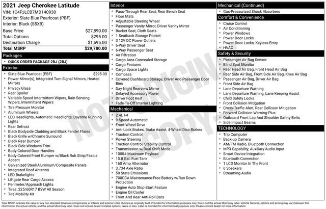 Used 2021 Jeep Cherokee Latitude FWD image 29