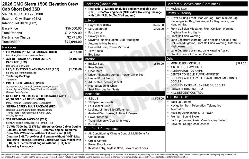New 2026 GMC Sierra 1500 Elevation w/ Elevation Premium Package image 53