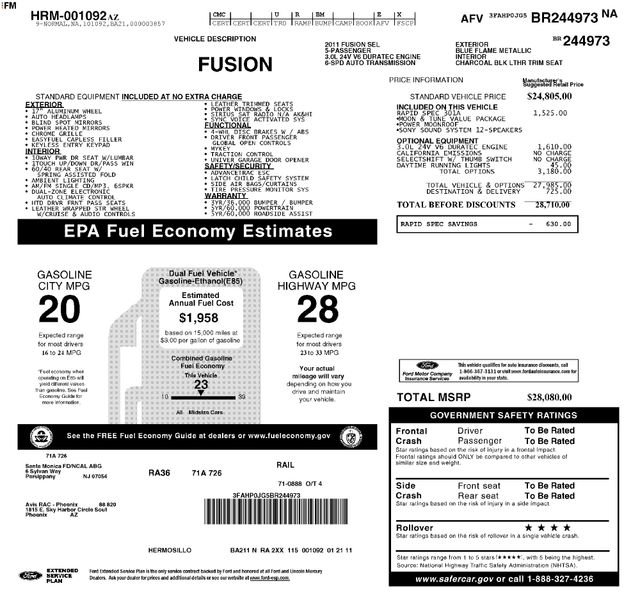 Used 2011 Ford Fusion SEL w/ 301A Rapid Spec Order Code FWD image 17