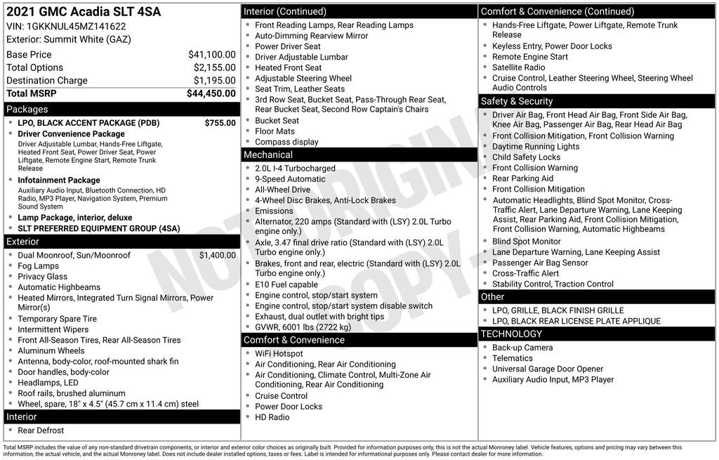 Used 2021 GMC Acadia SLT w/ LPO, Black Accent Package AWD/4WD image 38