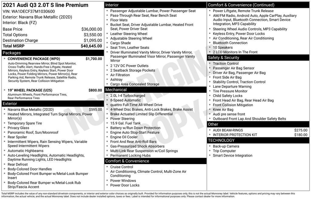 Used 2021 Audi Q3 2.0T Premium w/ Convenience Package image 7