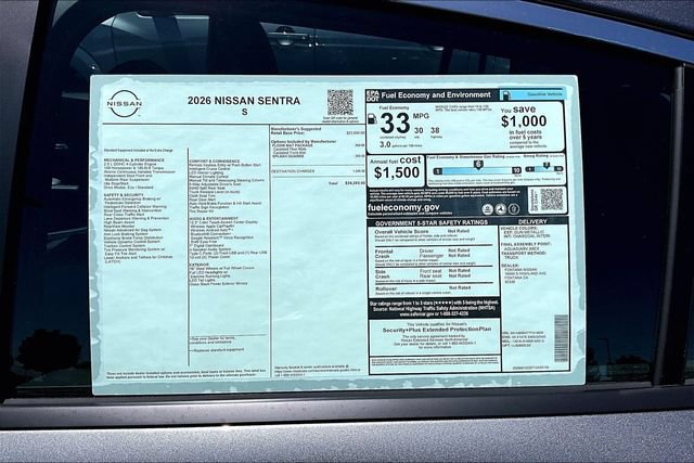 New 2026 Nissan Sentra S w/ Floor Mat Package FWD image 12