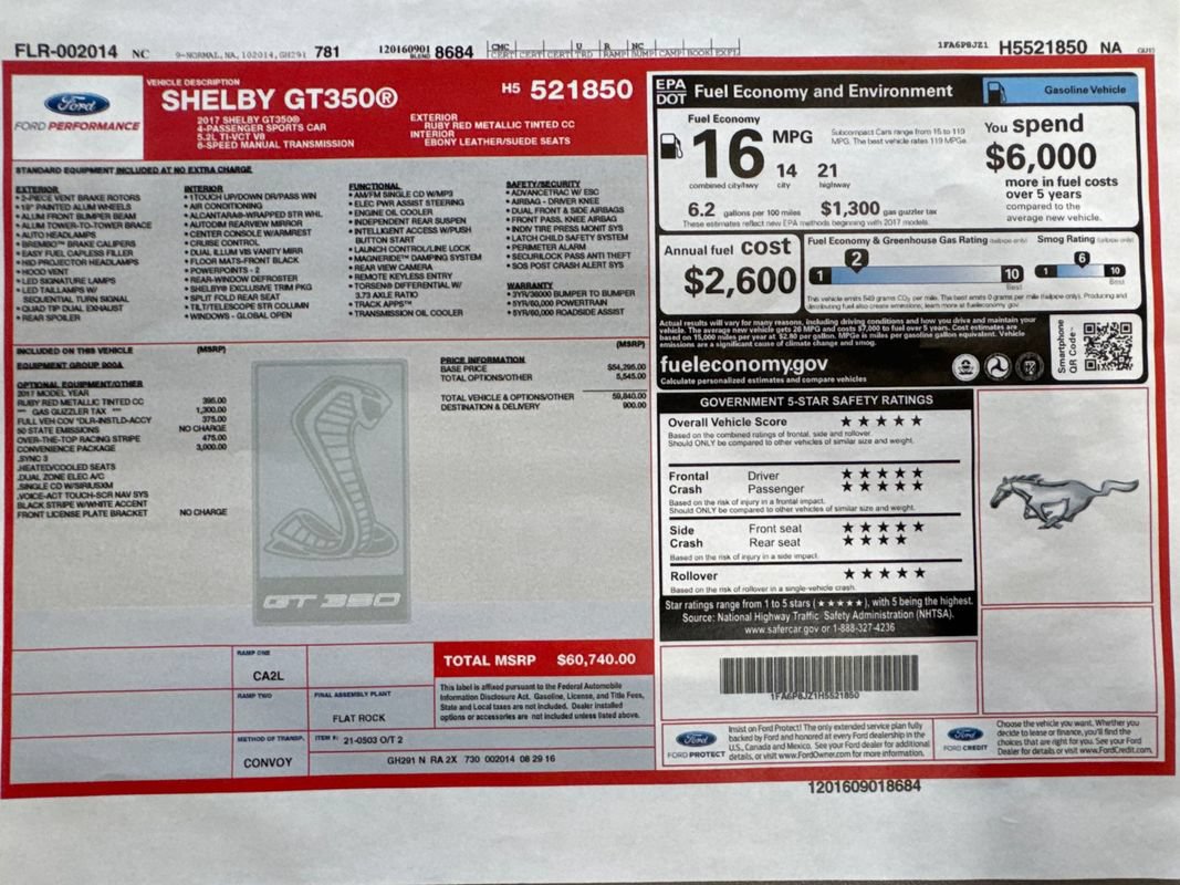Used 2017 Ford Mustang Shelby GT350 RWD image 71
