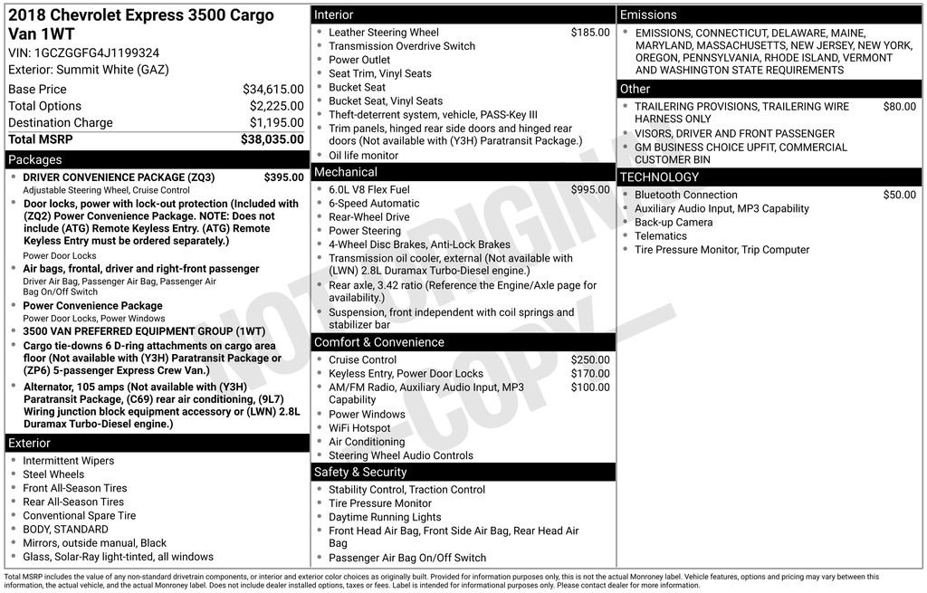 Used 2018 Chevrolet Express 3500 w/ Driver Convenience Package image 15