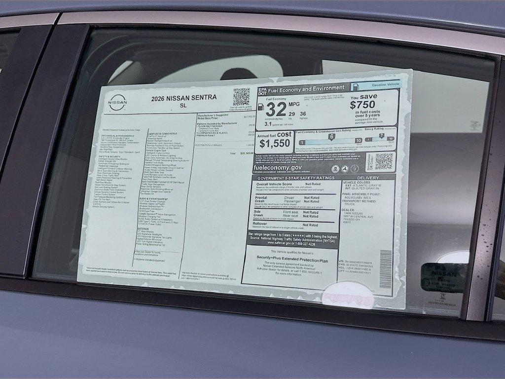 New 2026 Nissan Sentra SL w/ Floor Mat Package FWD image 13
