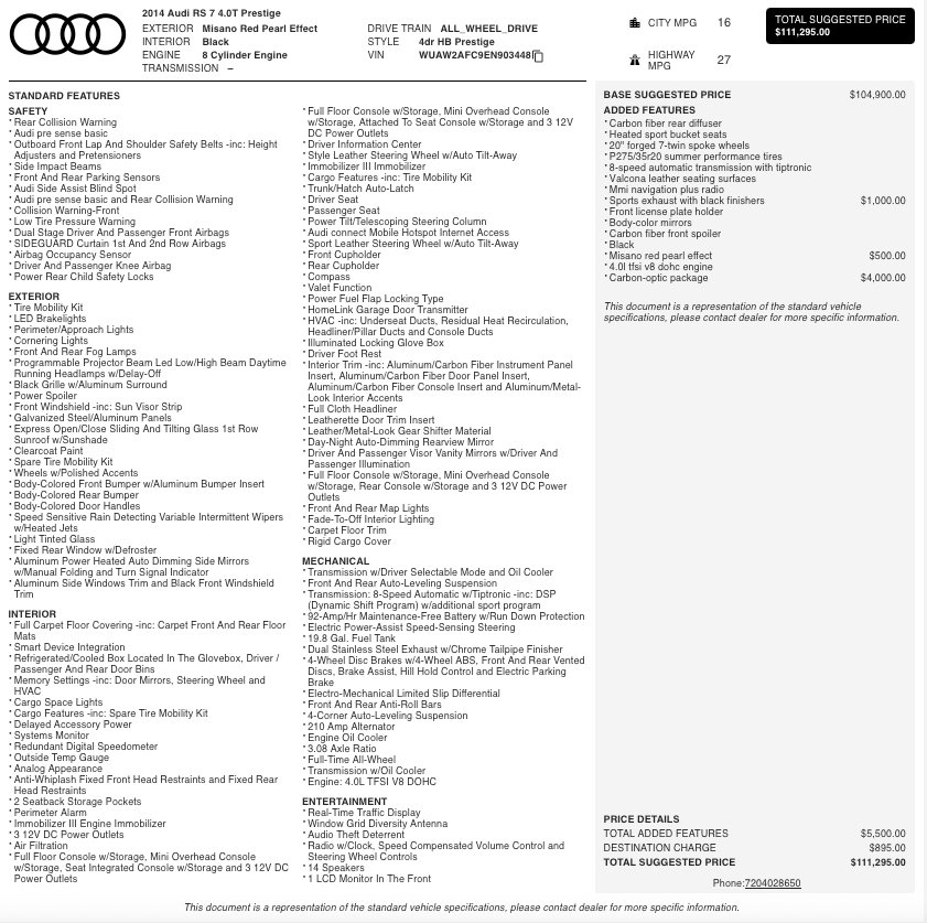 Used 2014 Audi RS 7 Prestige image 2