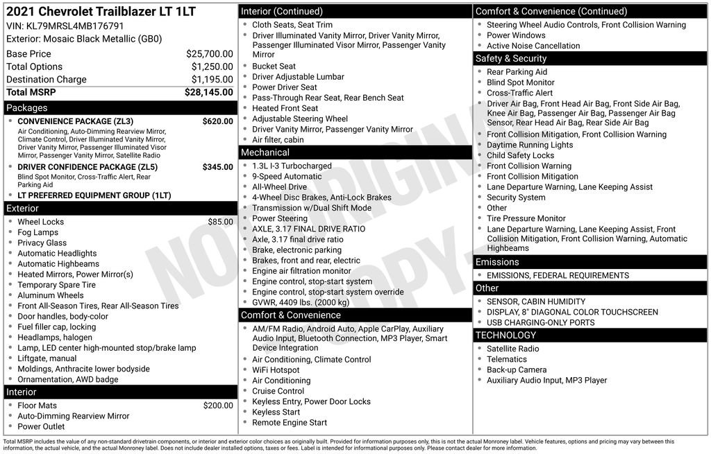 Used 2021 Chevrolet TrailBlazer LT w/ Convenience Package image 2