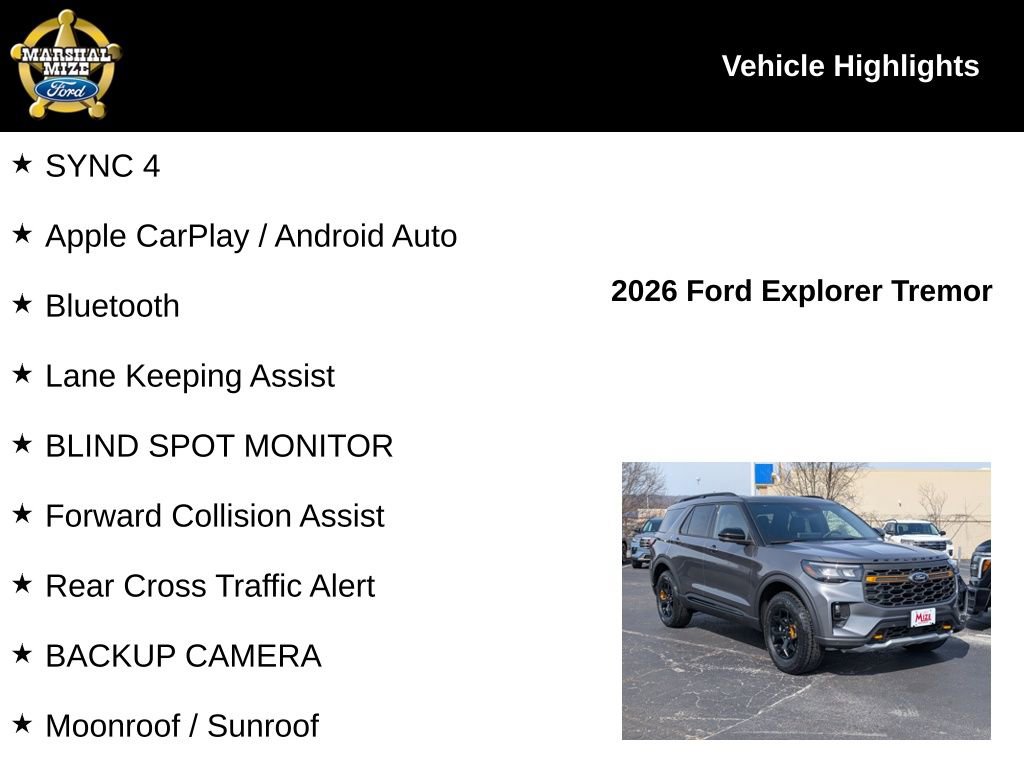 New 2026 Ford Explorer Tremor w/ Tremor Ultimate Package AWD/4WD image 2