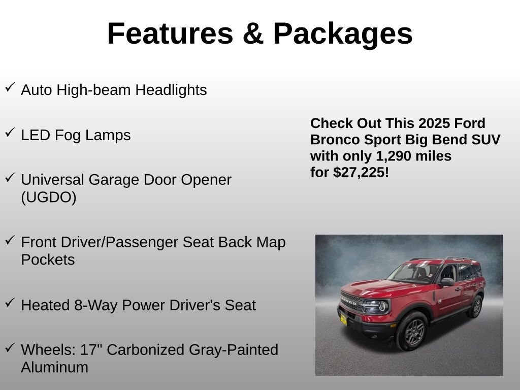Certified 2025 Ford Bronco Sport Big Bend w/ Convenience Package AWD/4WD image 8