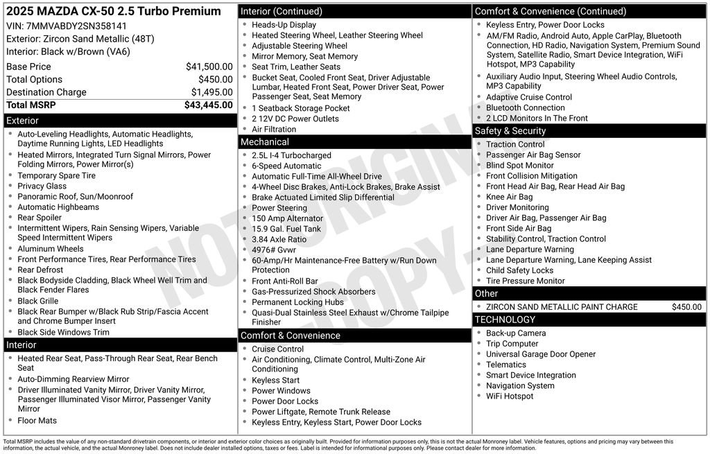 Certified 2025 MAZDA CX-50 AWD 2.5 Turbo w/ Premium Pkg image 3