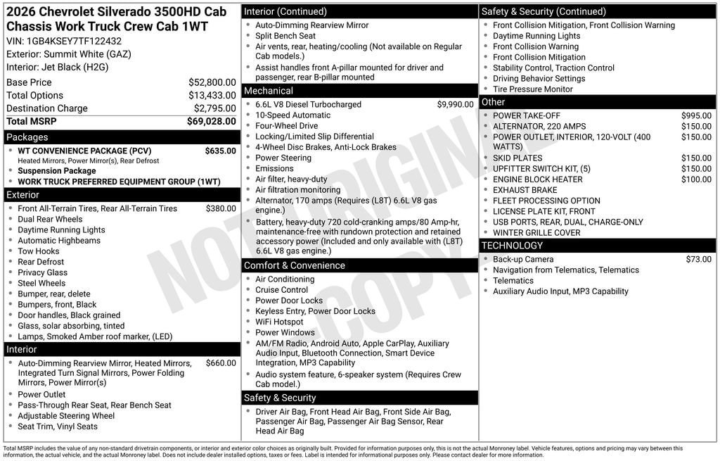 New 2026 Chevrolet Silverado 3500 W/T w/ WT Convenience Package AWD/4WD image 31