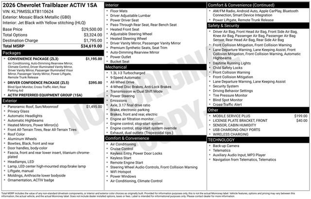 New 2026 Chevrolet TrailBlazer ACTIV w/ Convenience Package image 26