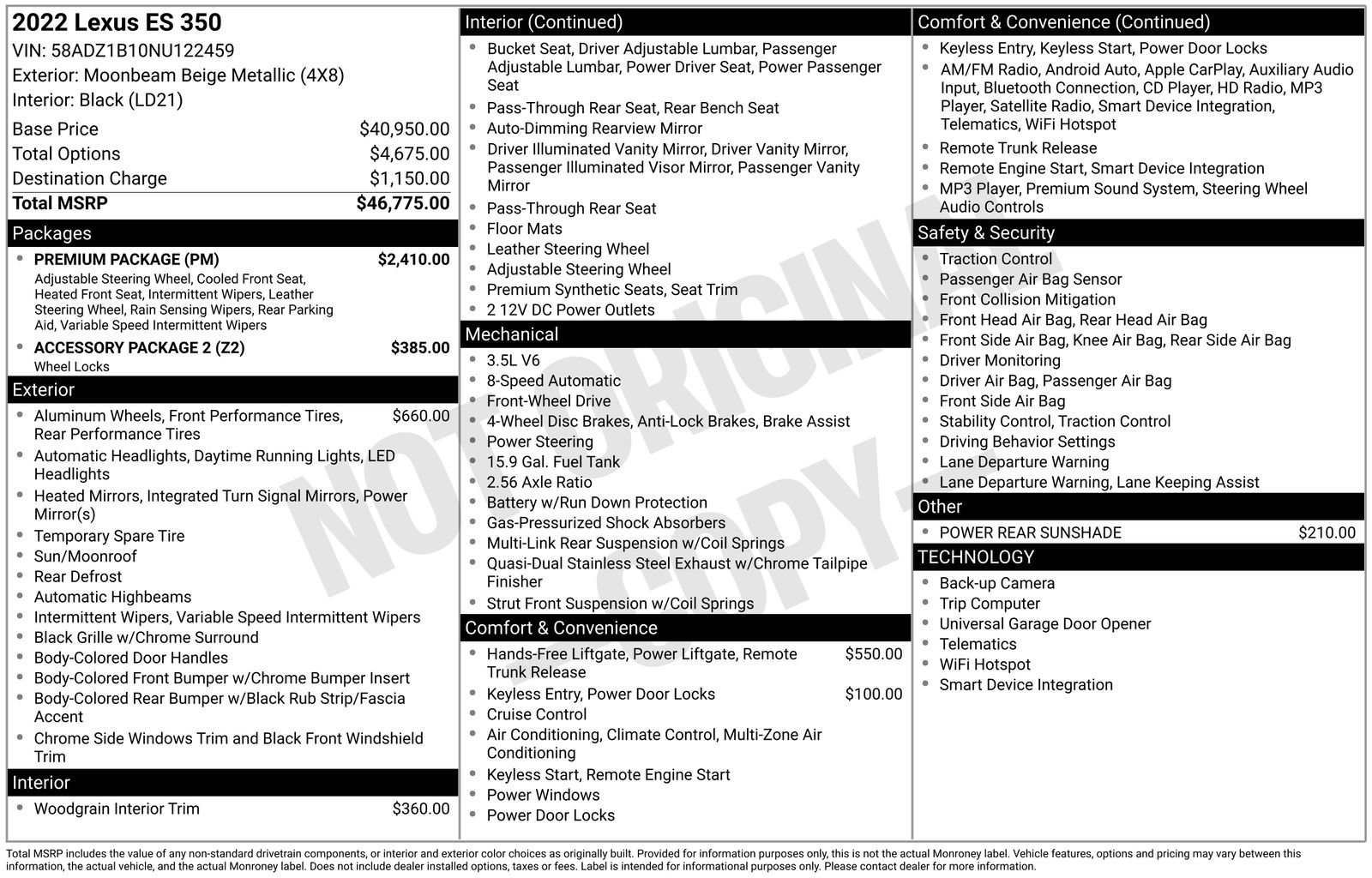 Used 2022 Lexus ES 350 w/ Premium Package image 14