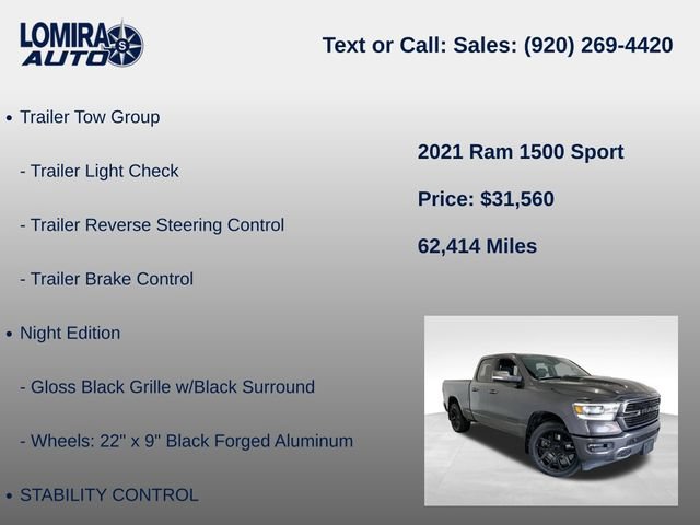 Used 2021 RAM 1500 Sport w/ Trailer Tow Group AWD/4WD image 14
