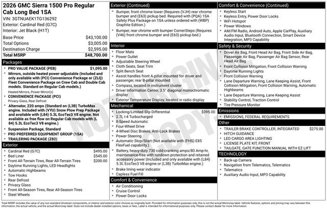 Used 2026 GMC Sierra 1500 Pro w/ Pro Value Package image 2