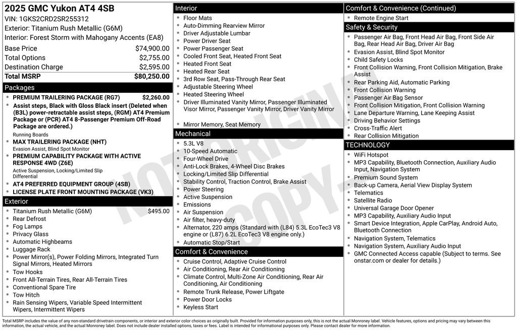 Certified 2025 GMC Yukon AT4 w/ Premium Trailering Package AWD/4WD image 41