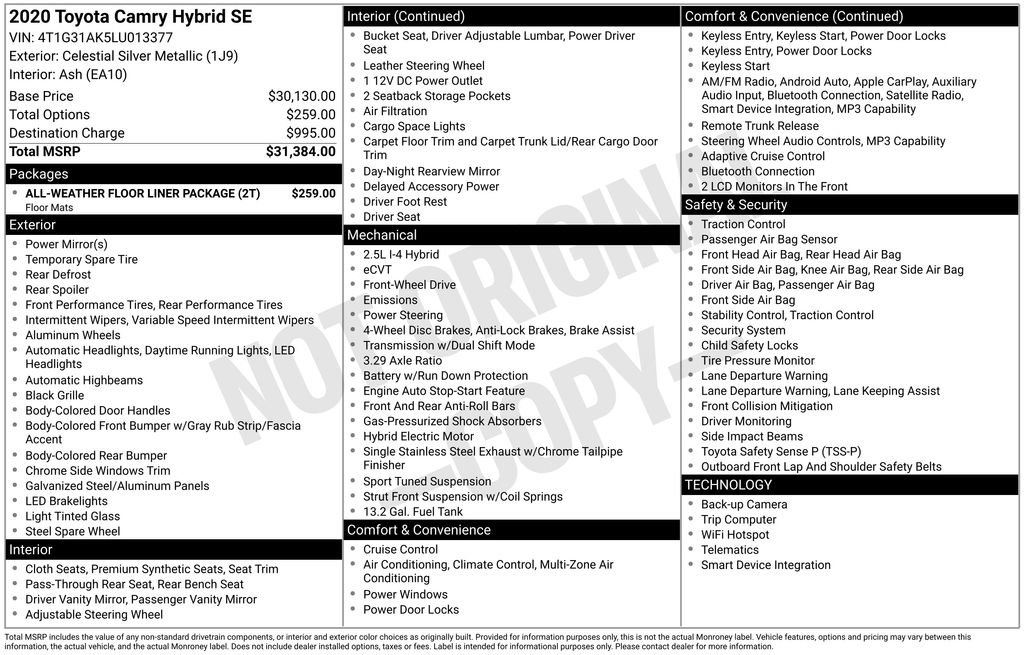 Used 2020 Toyota Camry SE FWD image 7