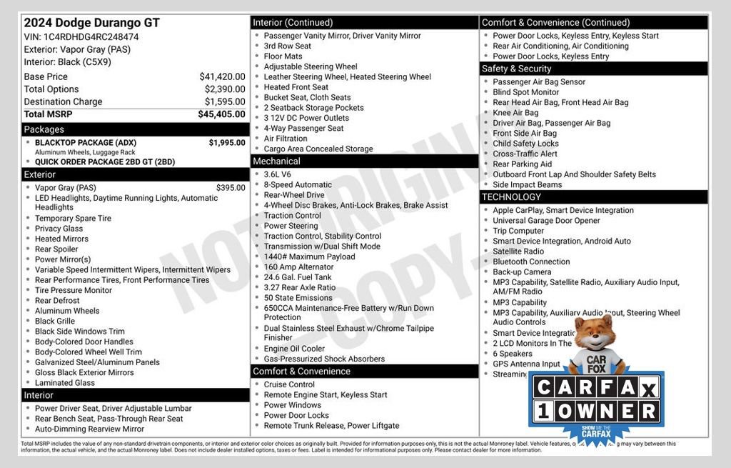 Used 2024 Dodge Durango GT w/ Blacktop Package RWD image 1