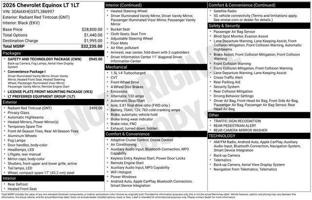 New 2026 Chevrolet Equinox LT w/ Safety and Technology Package FWD image 4