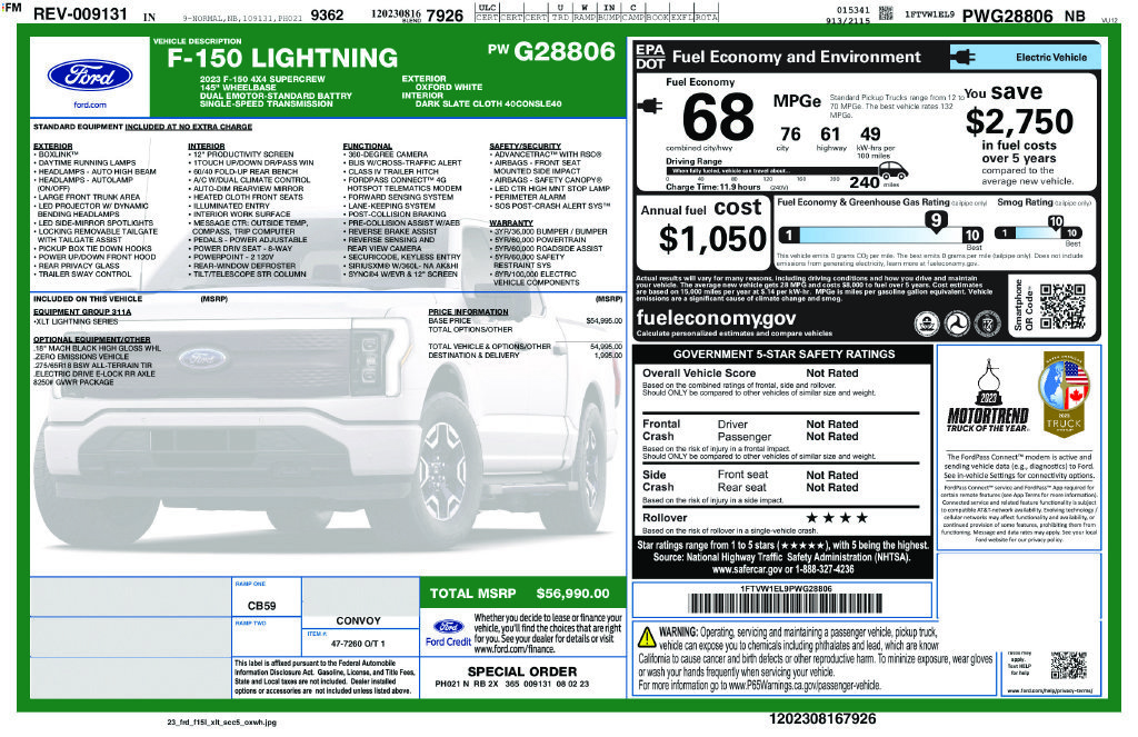 Certified 2023 Ford F150 Lightning XLT AWD/4WD image 36