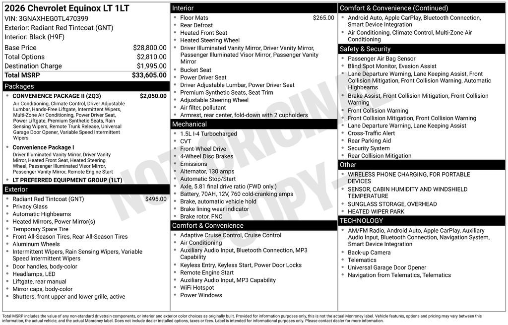 New 2026 Chevrolet Equinox LT w/ Convenience Package II FWD image 10