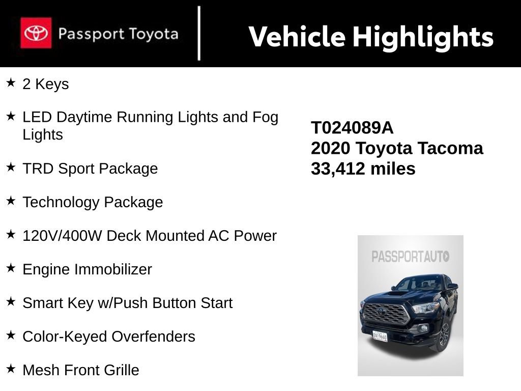 Certified 2020 Toyota Tacoma TRD Sport w/ Technology Package image 6
