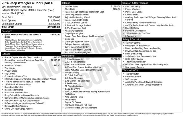 New 2026 Jeep Wrangler Sport S AWD/4WD image 38