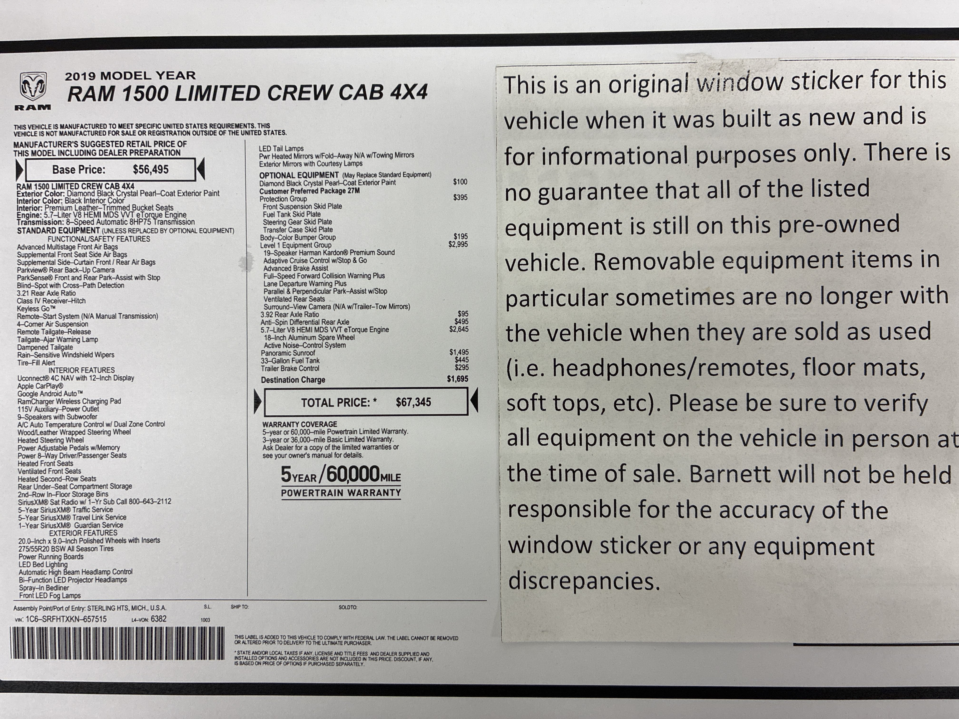 Used 2019 RAM 1500 Limited AWD/4WD image 2