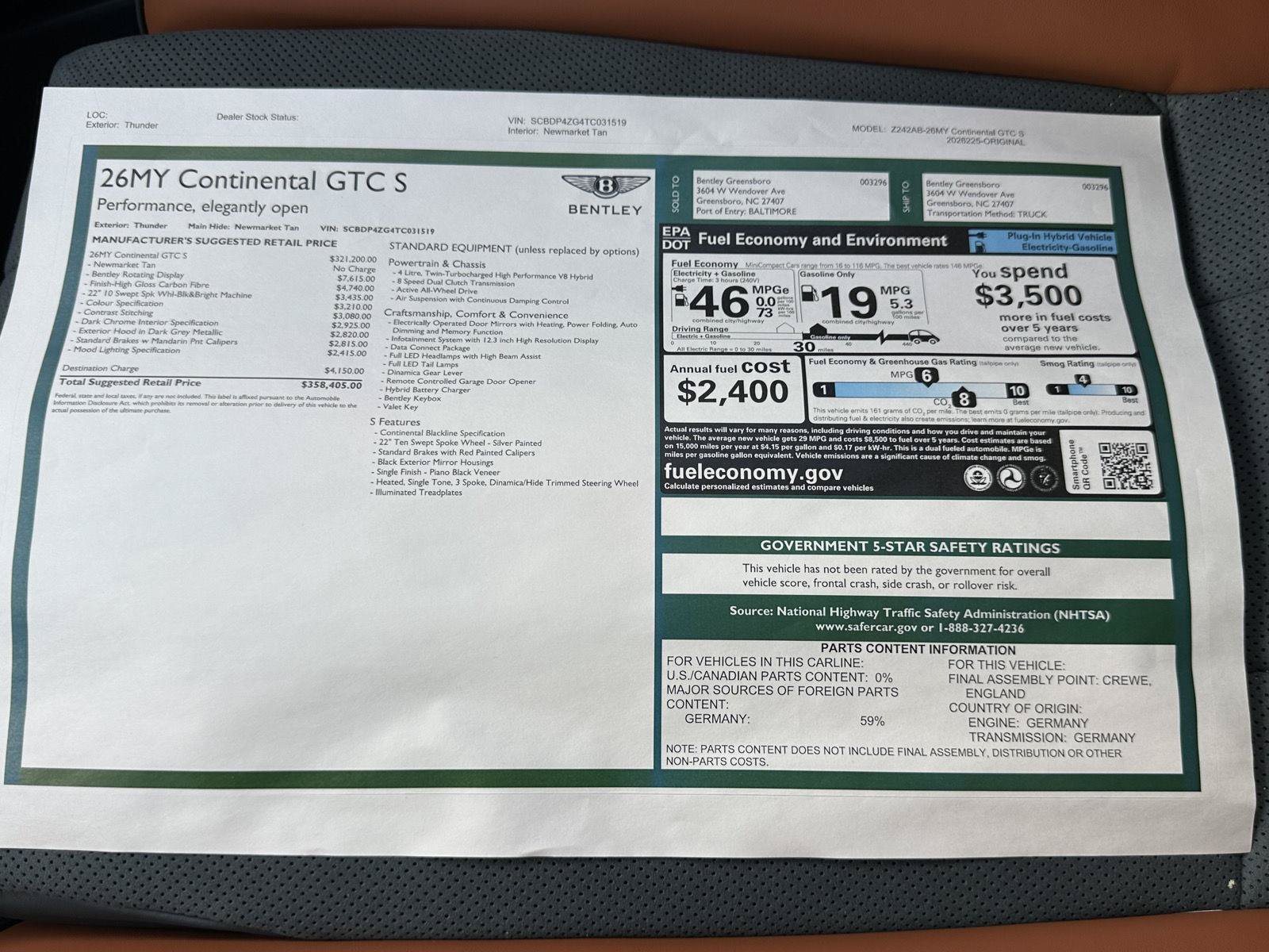 New 2026 Bentley Continental GT S AWD/4WD image 55