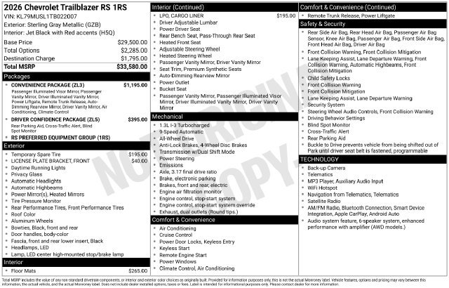 Used 2026 Chevrolet TrailBlazer RS w/ Convenience Package AWD/4WD image 33