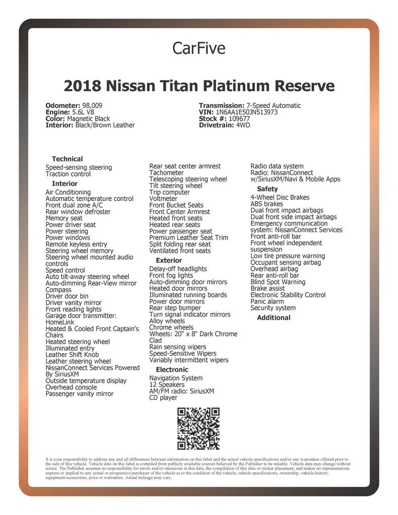 Used 2018 Nissan Titan Platinum Reserve w/ Platinum Utility Package image 35