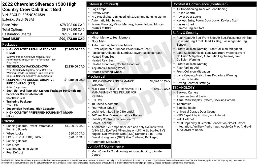 Used 2022 Chevrolet Silverado 1500 High Country w/ High Country Premium Package AWD/4WD image 6