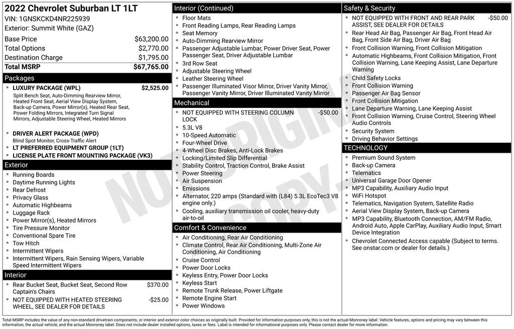 Used 2022 Chevrolet Suburban LT w/ Luxury Package AWD/4WD image 46