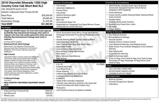 Used 2018 Chevrolet Silverado 1500 High Country AWD/4WD image 41