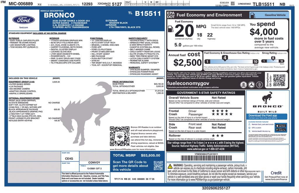 New 2026 Ford Bronco Outer Banks AWD/4WD image 6