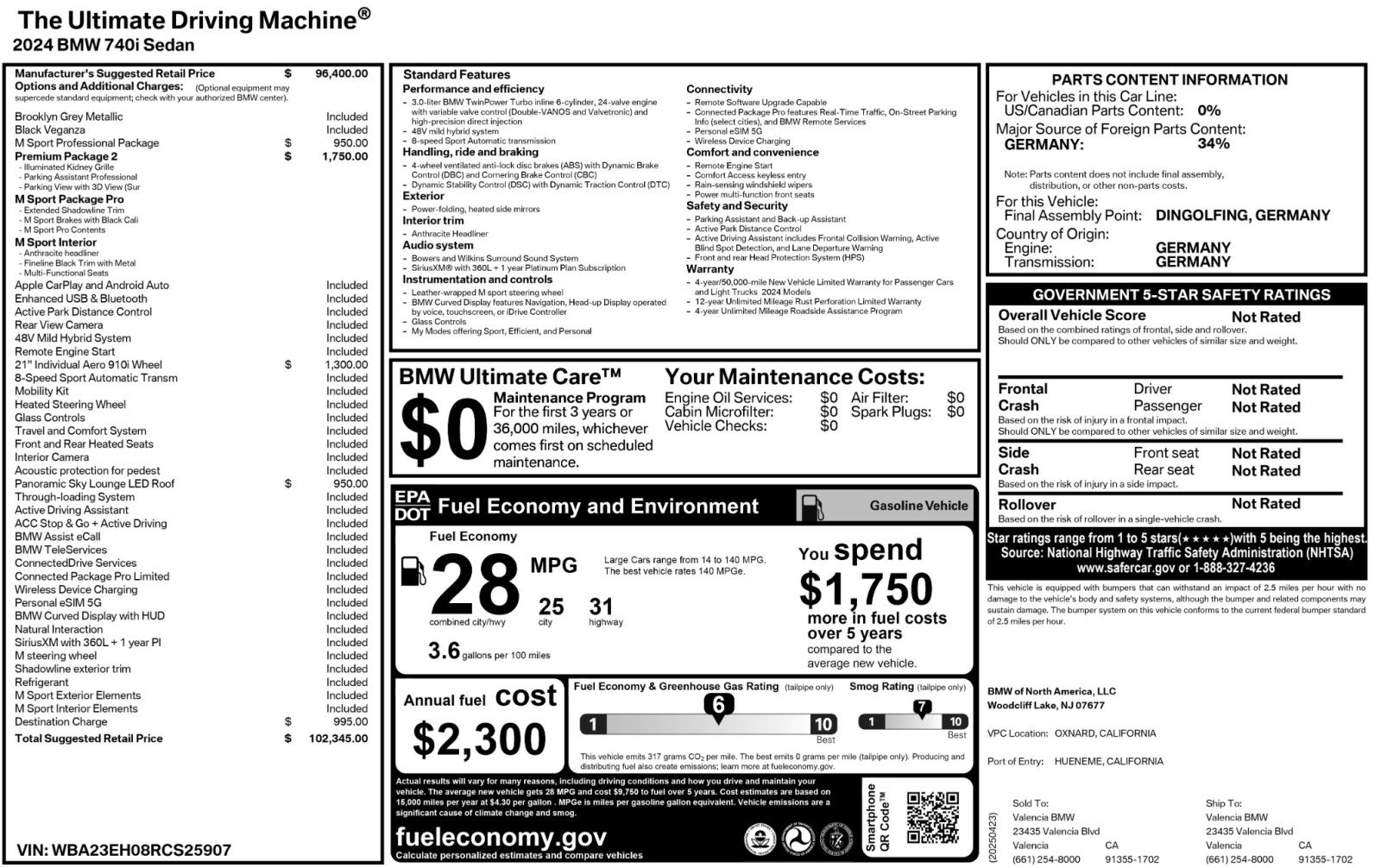 Used 2024 BMW 740i w/ Premium Package 2 image 66