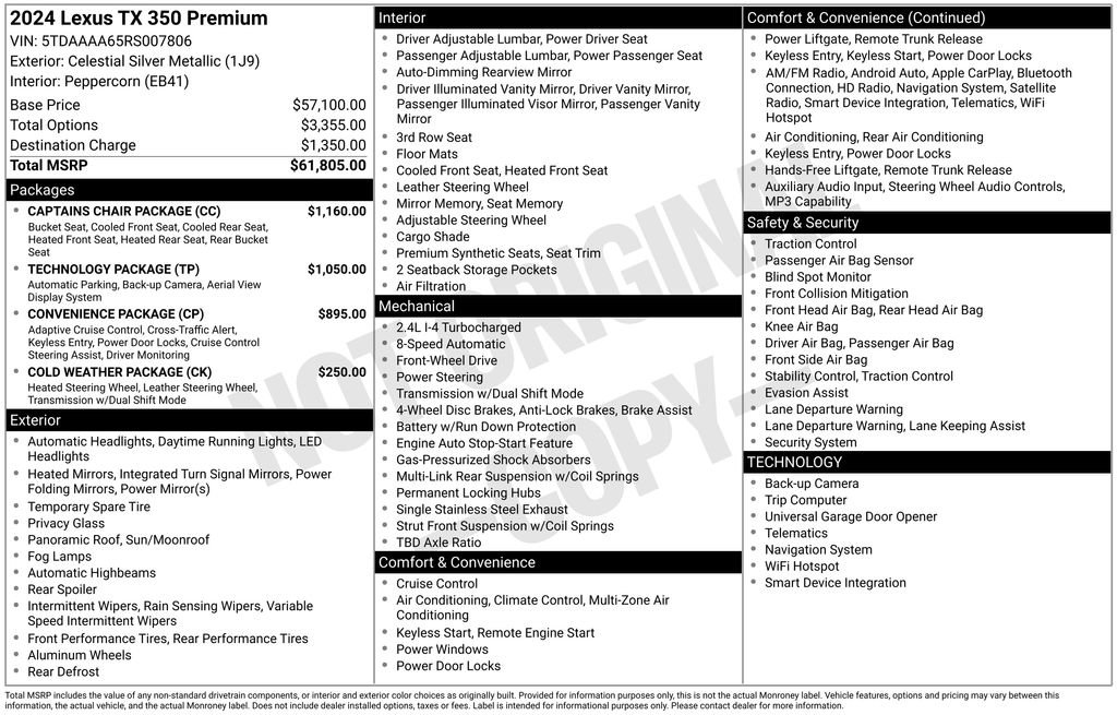 Used 2024 Lexus TX 350 FWD w/ Captains Chair Package image 13