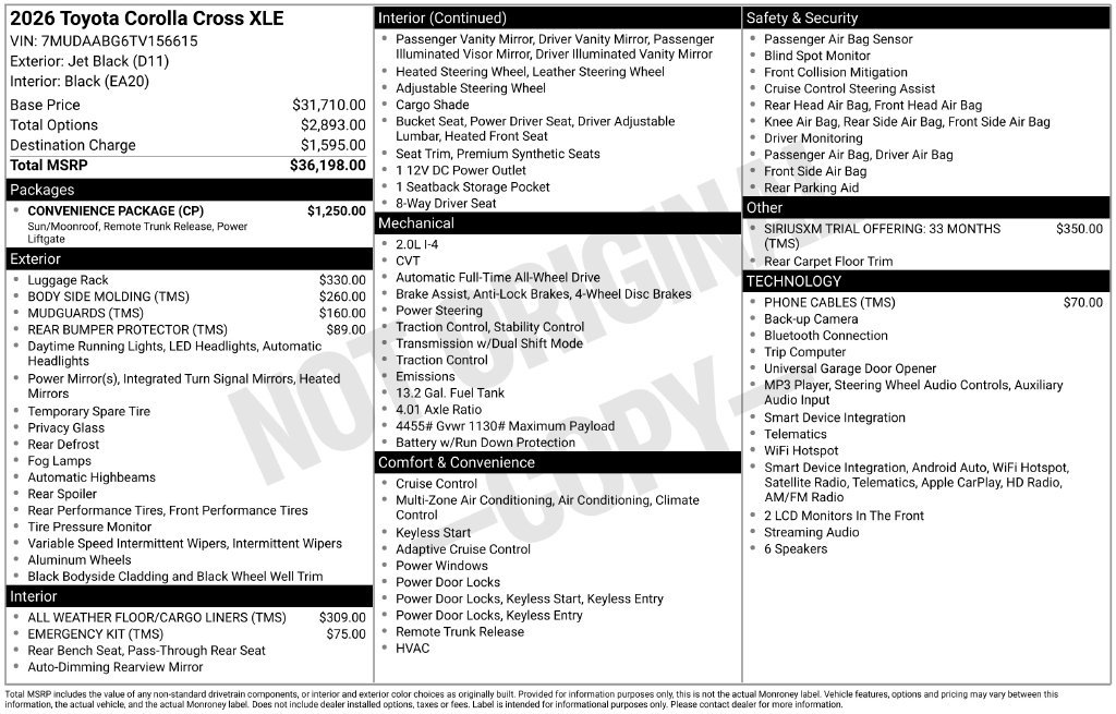 Certified 2026 Toyota Corolla Cross XLE w/ Convenience Package AWD/4WD image 30