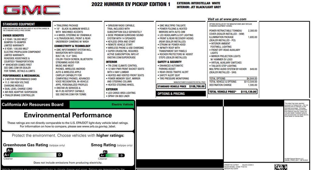 Certified 2022 GMC Hummer EV Edition 1 w/ LPO, Illumination Package image 3