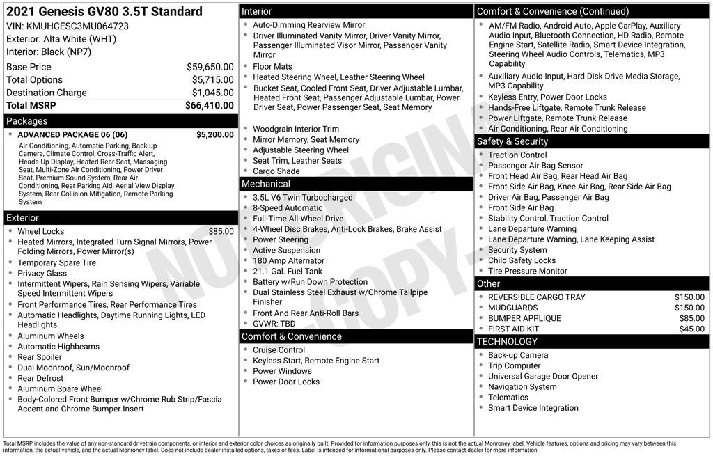 Used 2021 Genesis GV80 3.5T w/ Advanced Package 06 image 14