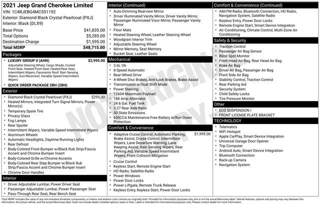 Used 2021 Jeep Grand Cherokee Limited w/ Luxury Group II image 36