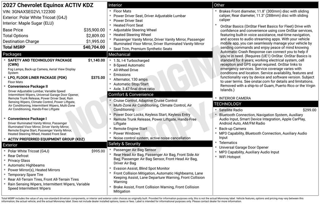 New 2027 Chevrolet Equinox ACTIV w/ Safety and Technology Package AWD/4WD image 23