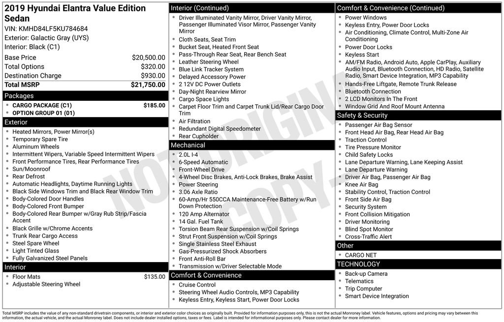 Used 2019 Hyundai Elantra Value Edition w/ Cargo Package FWD image 28