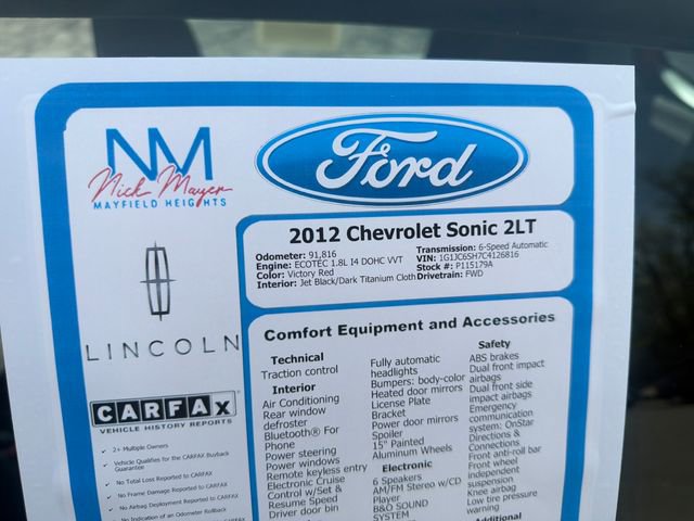 Used 2012 Chevrolet Sonic LT FWD image 28