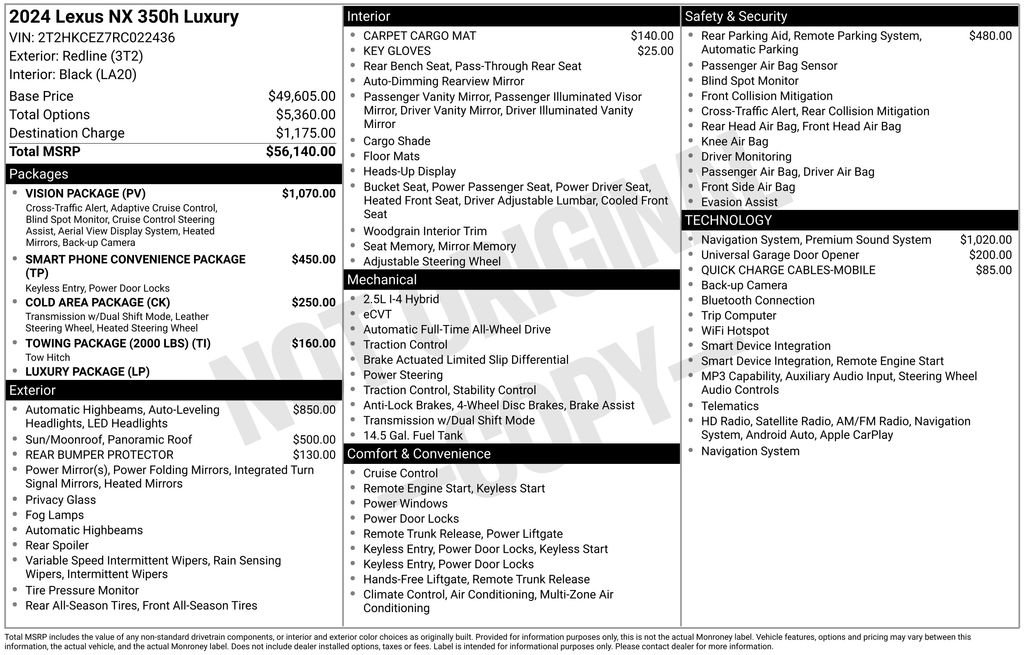 Used 2024 Lexus NX 350h AWD w/ Vision Package image 44