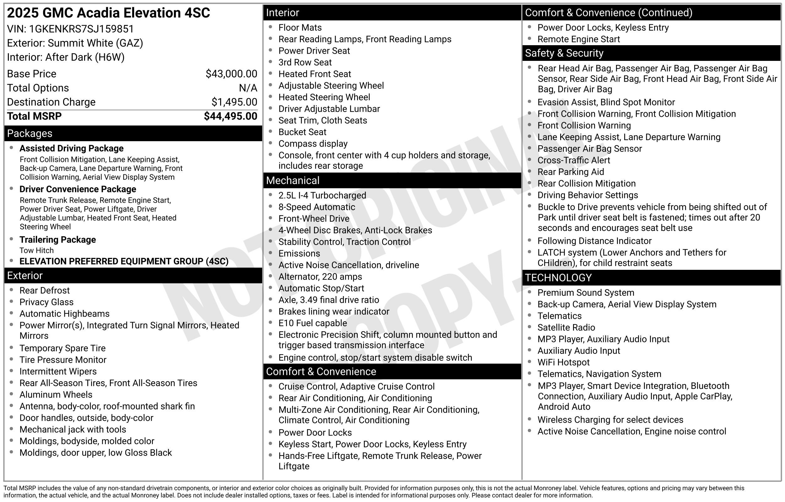 Used 2025 GMC Acadia Elevation FWD image 45