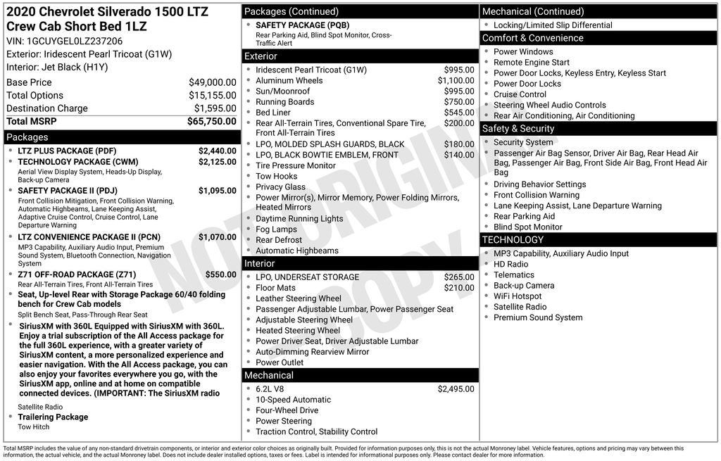 Used 2020 Chevrolet Silverado 1500 LTZ w/ LTZ Plus Package AWD/4WD image 12