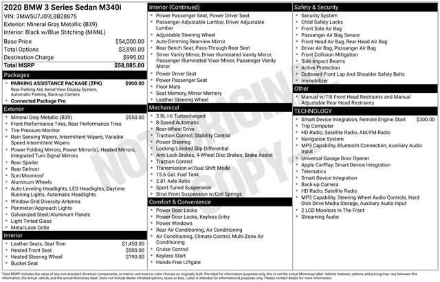 Used 2020 BMW M340i w/ Parking Assistance Package RWD image 3